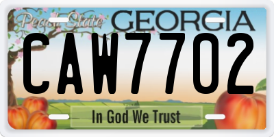 GA license plate CAW7702