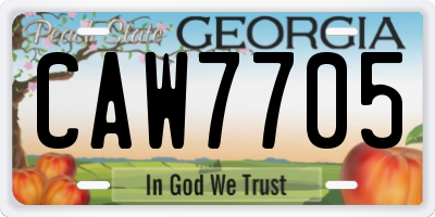 GA license plate CAW7705