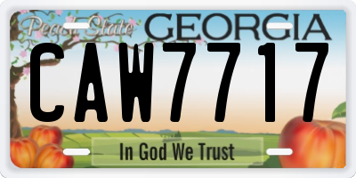 GA license plate CAW7717