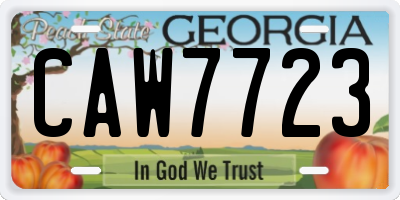 GA license plate CAW7723