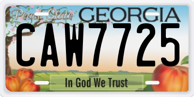 GA license plate CAW7725