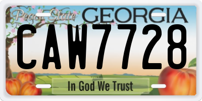 GA license plate CAW7728