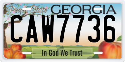 GA license plate CAW7736