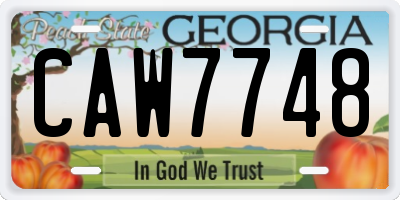 GA license plate CAW7748