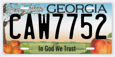 GA license plate CAW7752