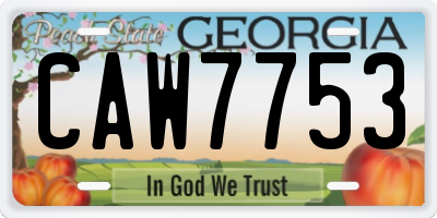 GA license plate CAW7753