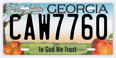 GA license plate CAW7760