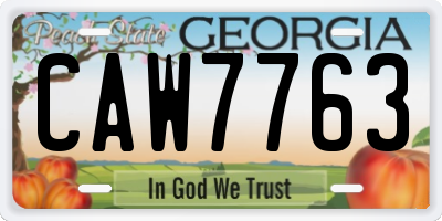 GA license plate CAW7763