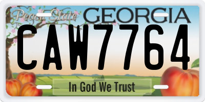 GA license plate CAW7764