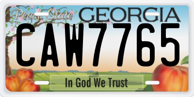 GA license plate CAW7765
