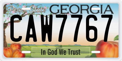 GA license plate CAW7767
