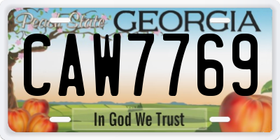 GA license plate CAW7769