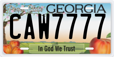 GA license plate CAW7777