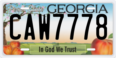 GA license plate CAW7778