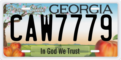 GA license plate CAW7779