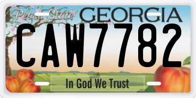GA license plate CAW7782