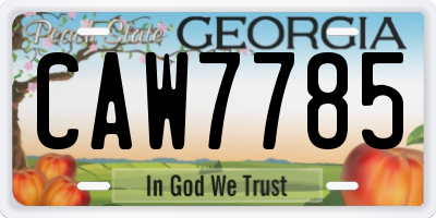 GA license plate CAW7785