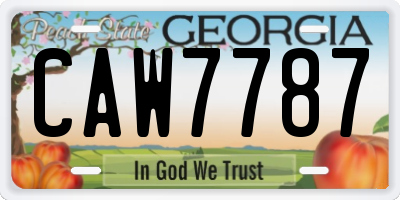 GA license plate CAW7787