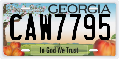 GA license plate CAW7795