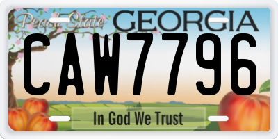 GA license plate CAW7796