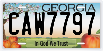GA license plate CAW7797