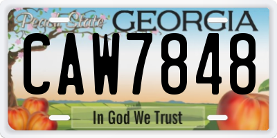 GA license plate CAW7848