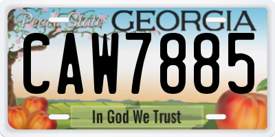 GA license plate CAW7885