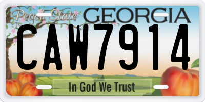 GA license plate CAW7914