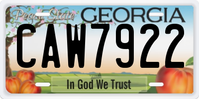 GA license plate CAW7922