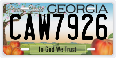 GA license plate CAW7926