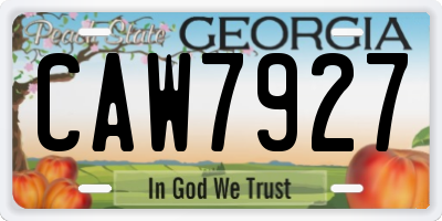 GA license plate CAW7927