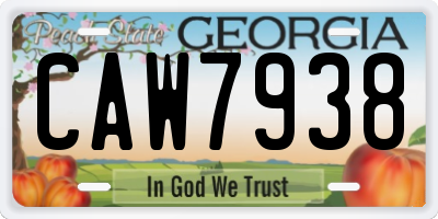 GA license plate CAW7938