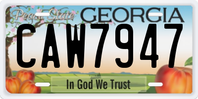 GA license plate CAW7947