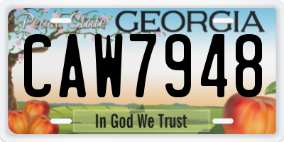 GA license plate CAW7948