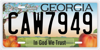 GA license plate CAW7949