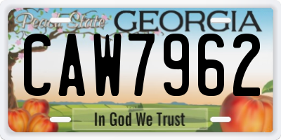 GA license plate CAW7962