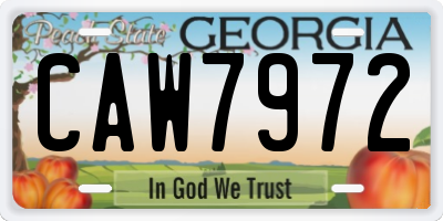 GA license plate CAW7972