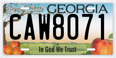 GA license plate CAW8071