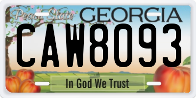 GA license plate CAW8093