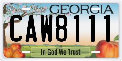 GA license plate CAW8111