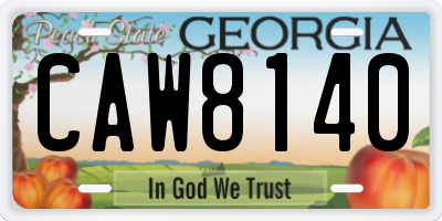 GA license plate CAW8140