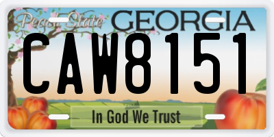 GA license plate CAW8151