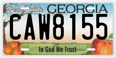 GA license plate CAW8155