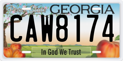 GA license plate CAW8174