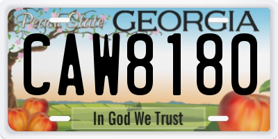 GA license plate CAW8180