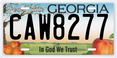 GA license plate CAW8277