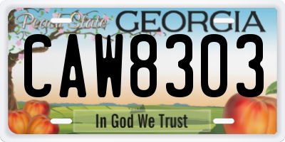 GA license plate CAW8303