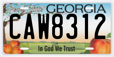 GA license plate CAW8312
