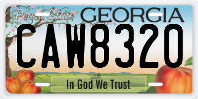 GA license plate CAW8320