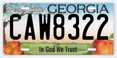 GA license plate CAW8322